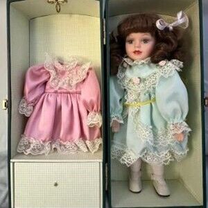 Vintage Cass Toys Green 12" Doll Clothes Wardrobe Trunk Carrying Case